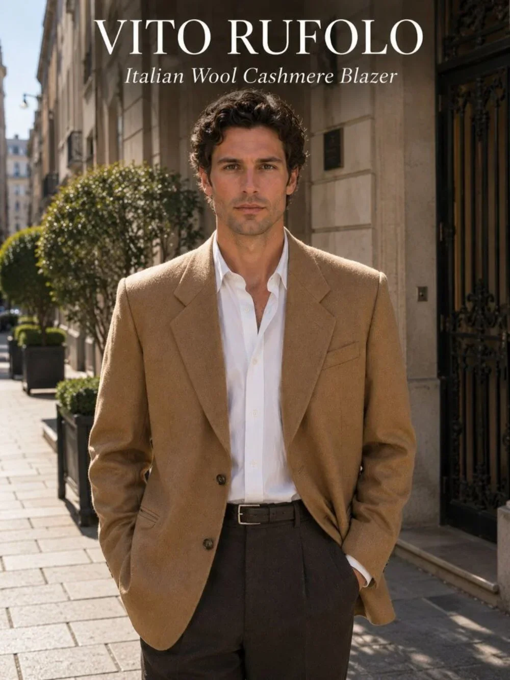 VTG Vito Rufolo Men’s 42RE Tan Wool Cashmere Blazer Italian Old Money